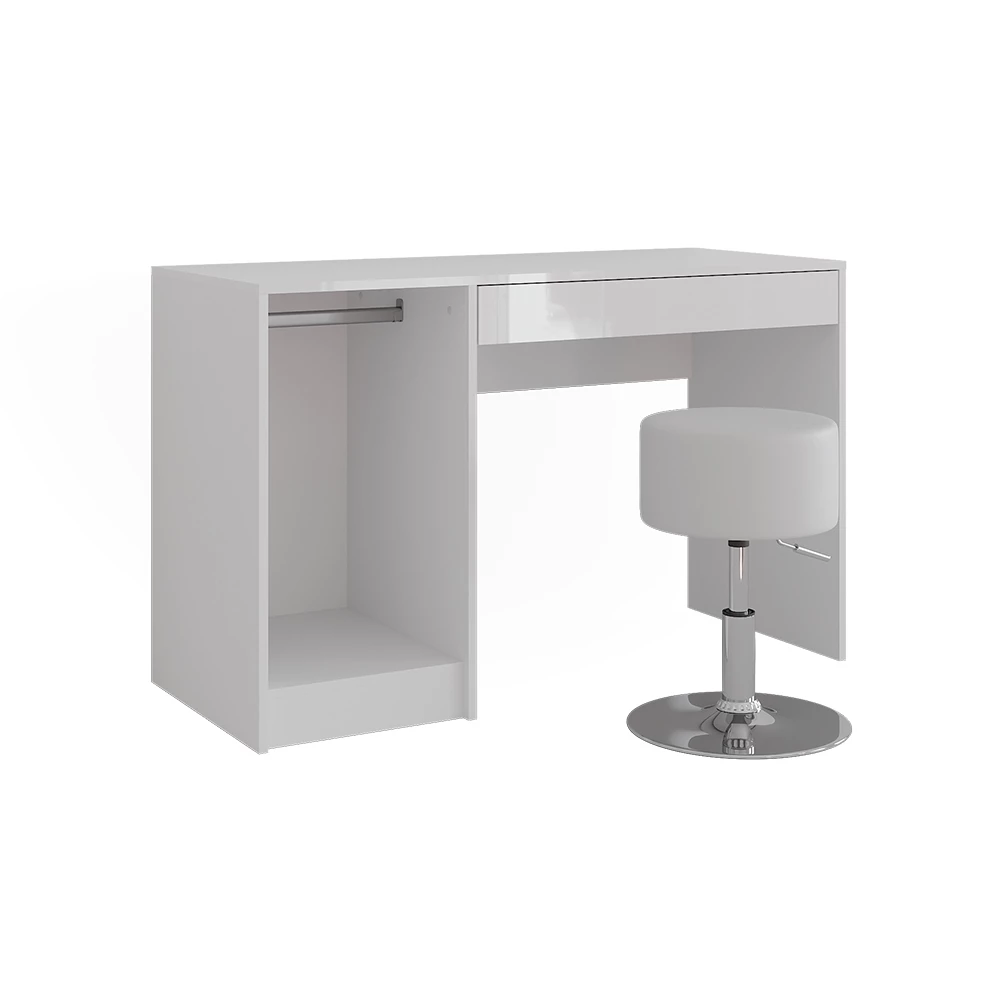 Tavolo da toeletta in Bianco/bianco lucido su sfondo bianco