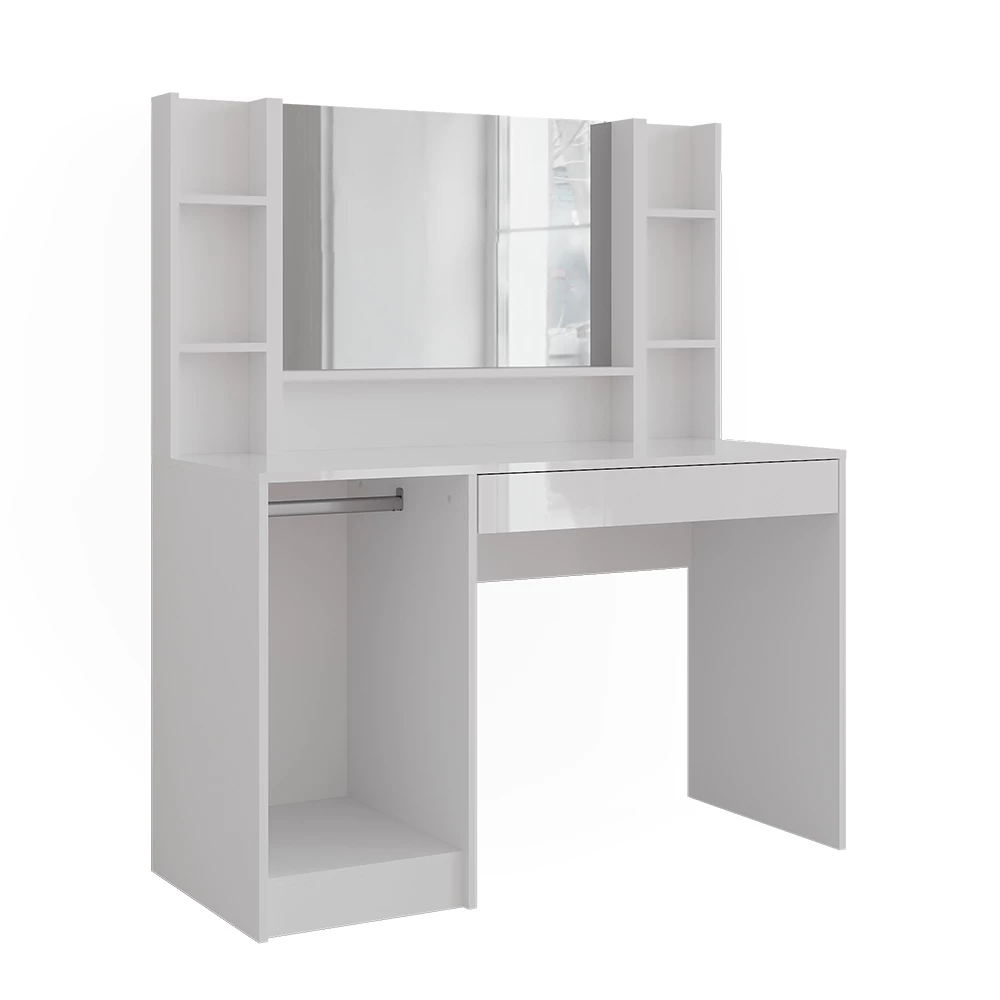 Tavolo da toeletta in Bianco/bianco lucido su sfondo bianco