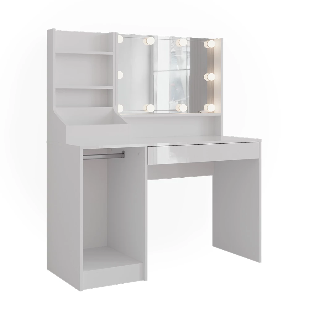 Tavolo da toeletta in Bianco/bianco lucido su sfondo bianco