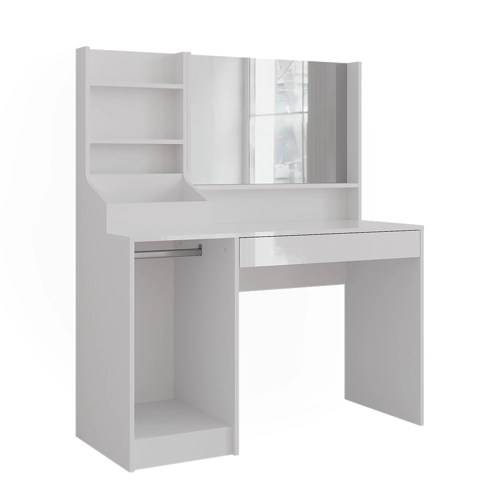 Vanity table in White/white high gloss on white background