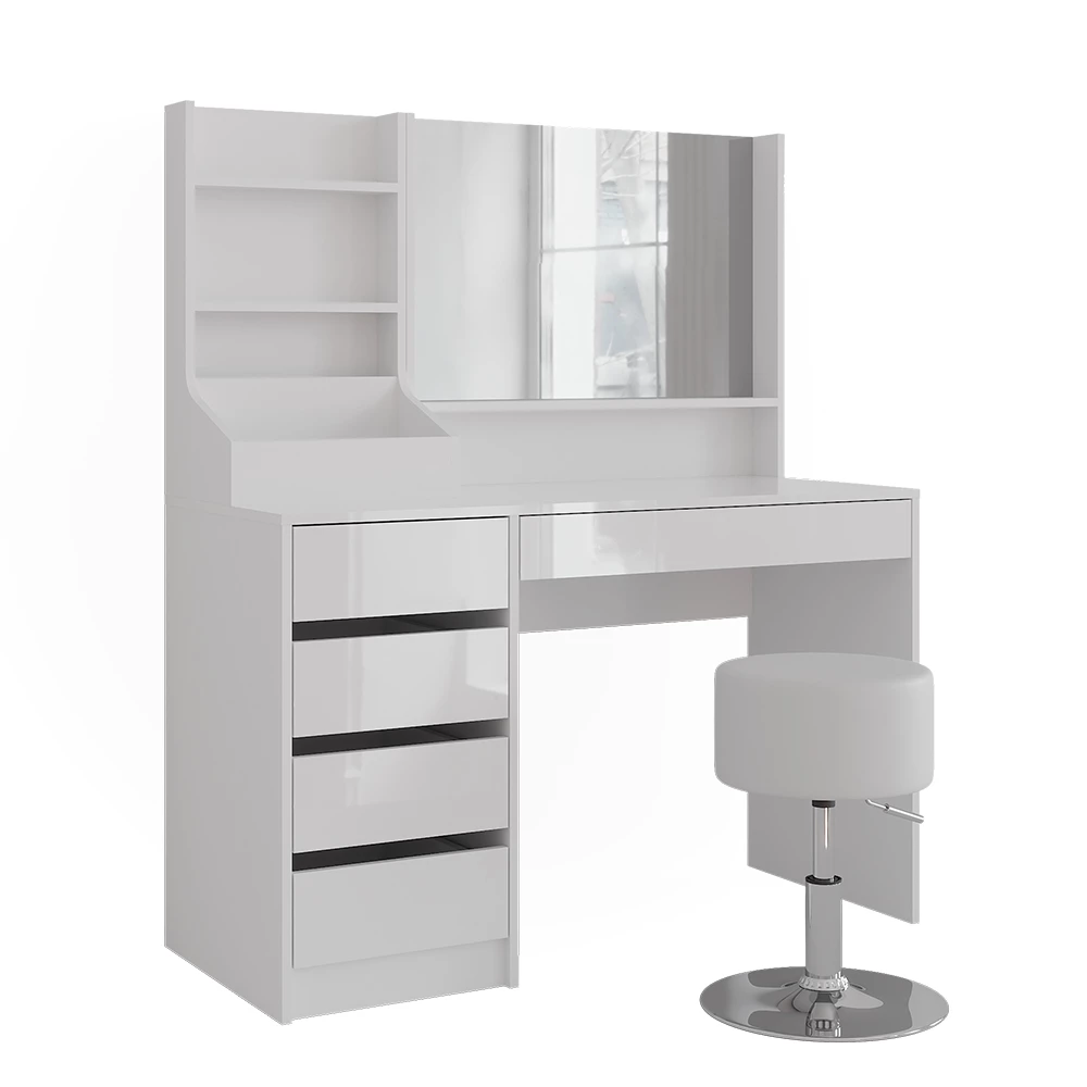 Kaptafel in Wit/wit hoogglans op een witte achtergrond