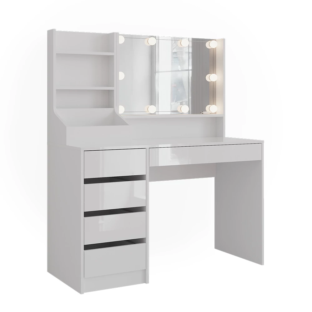 Stół toaletowy w kolorze Biały/biały wysoki połysk na białym tle