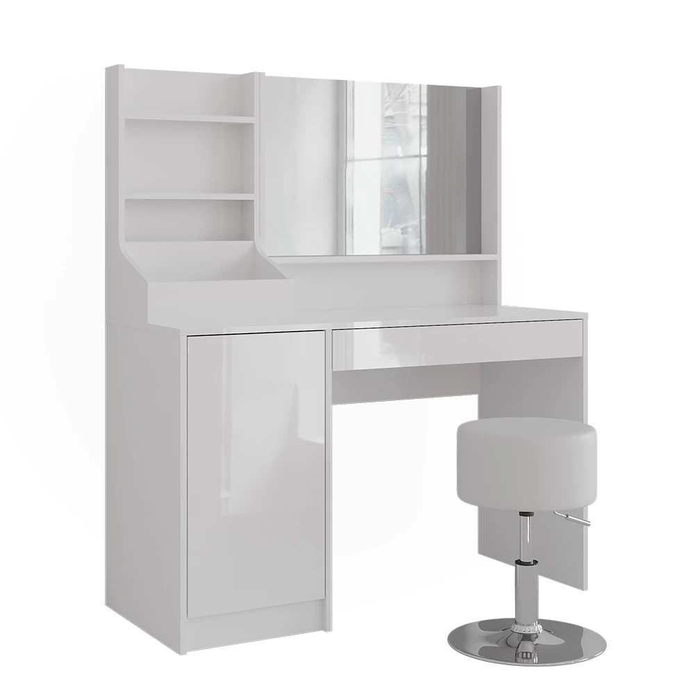 Kaptafel in Wit/wit hoogglans op een witte achtergrond