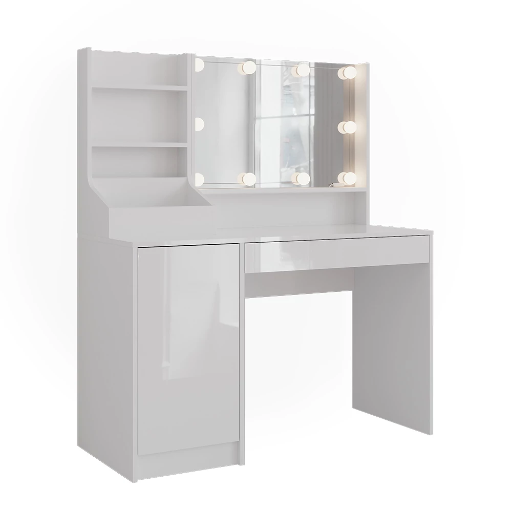 Stół toaletowy w kolorze Biały/biały wysoki połysk na białym tle