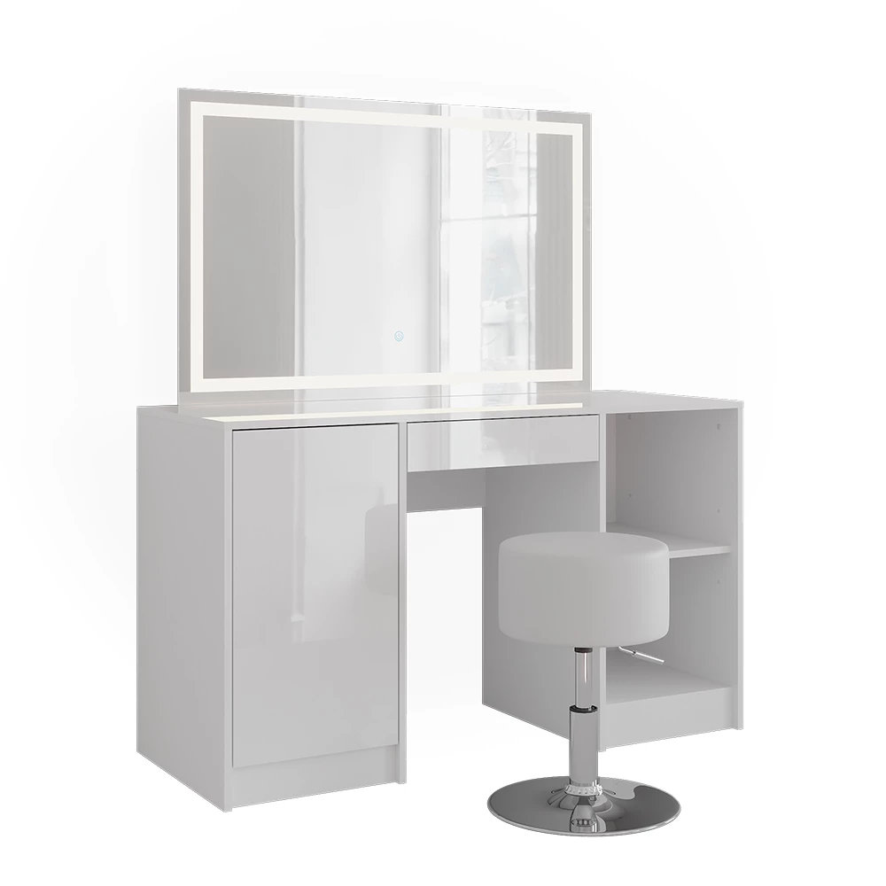 Vanity table in White/white high gloss on white background