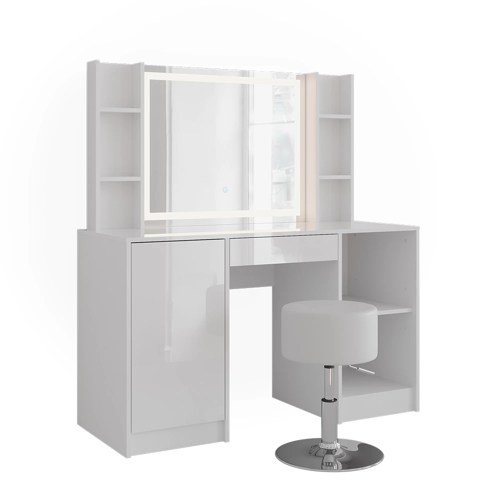 Vanity table in White/white high gloss on white background