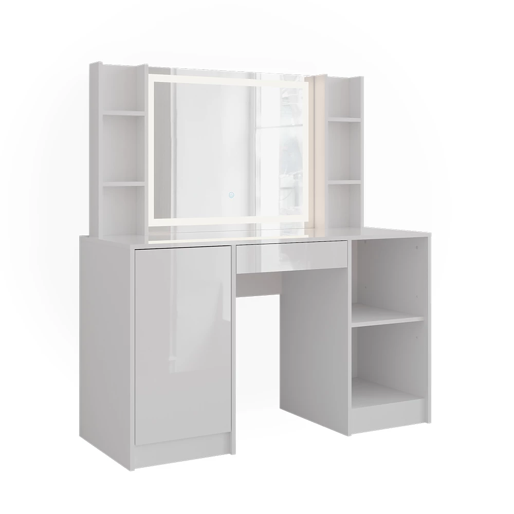 Vanity table in White/white high gloss on white background
