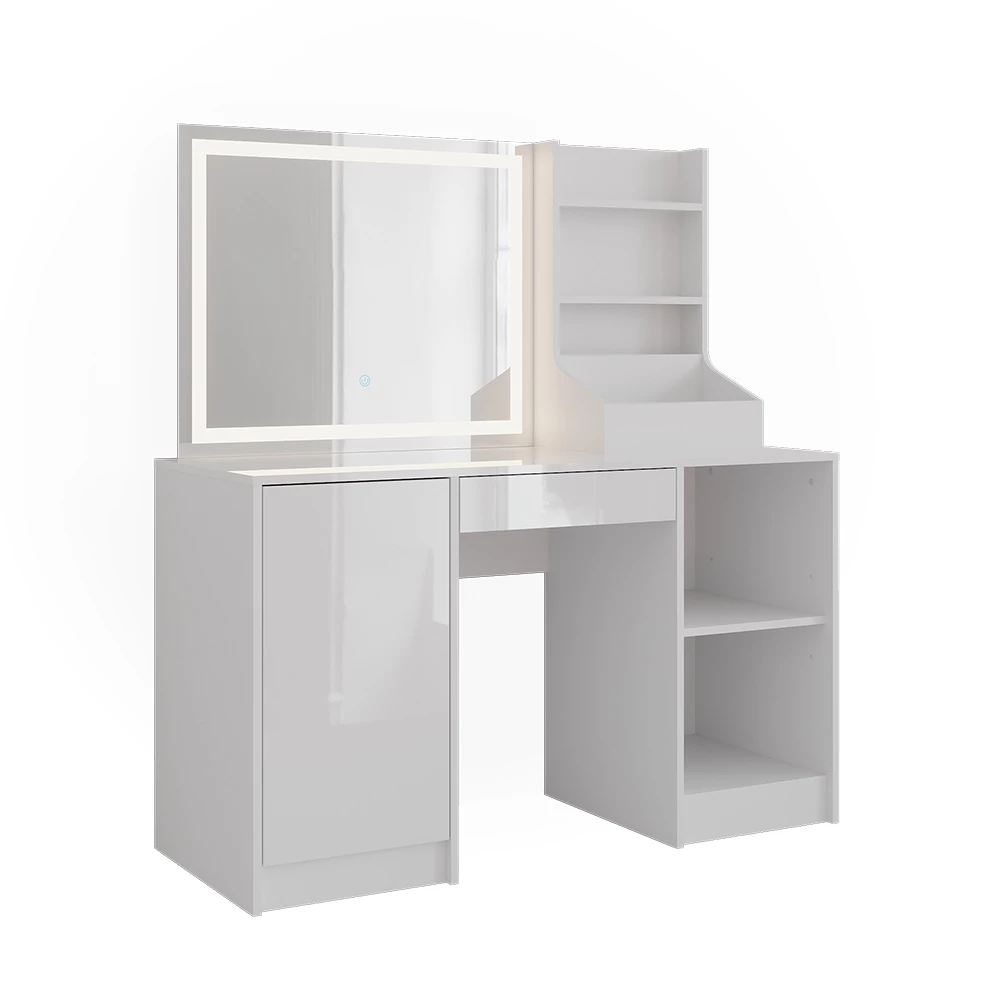 Tavolo da toeletta in Bianco/bianco lucido su sfondo bianco