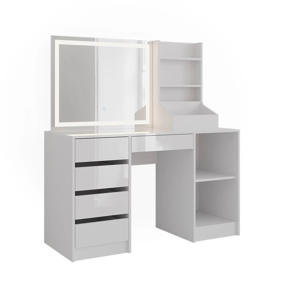 Stół toaletowy w kolorze Biały/biały wysoki połysk na białym tle