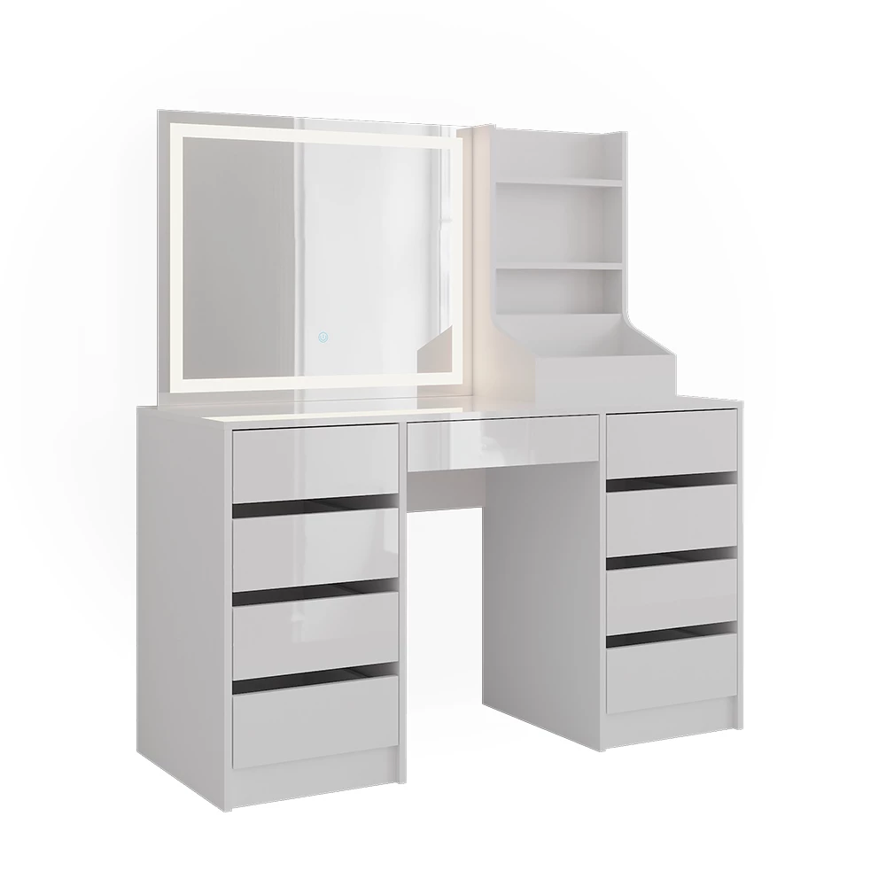 Stół toaletowy w kolorze Biały/biały wysoki połysk na białym tle