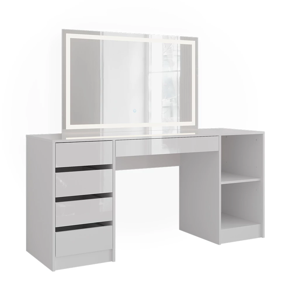 Stół toaletowy w kolorze Biały/biały wysoki połysk na białym tle