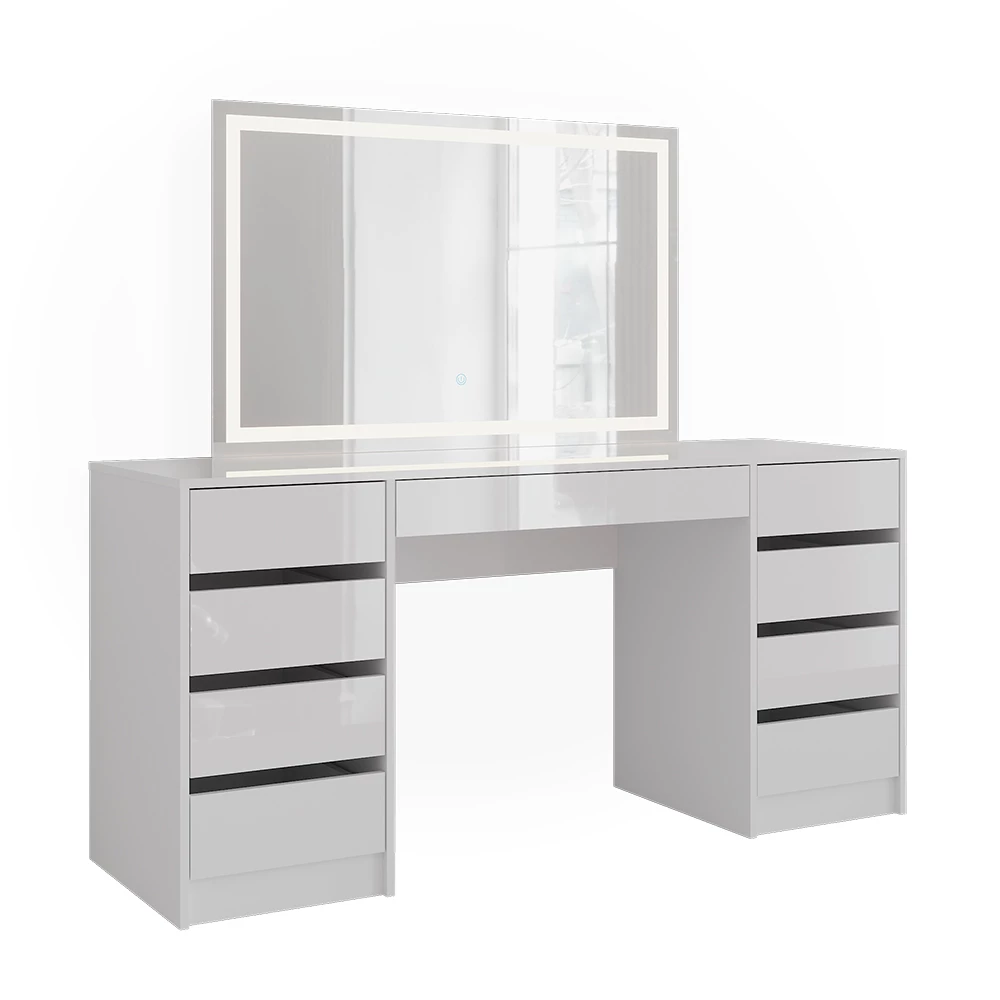 Vanity table in White/white high gloss on white background