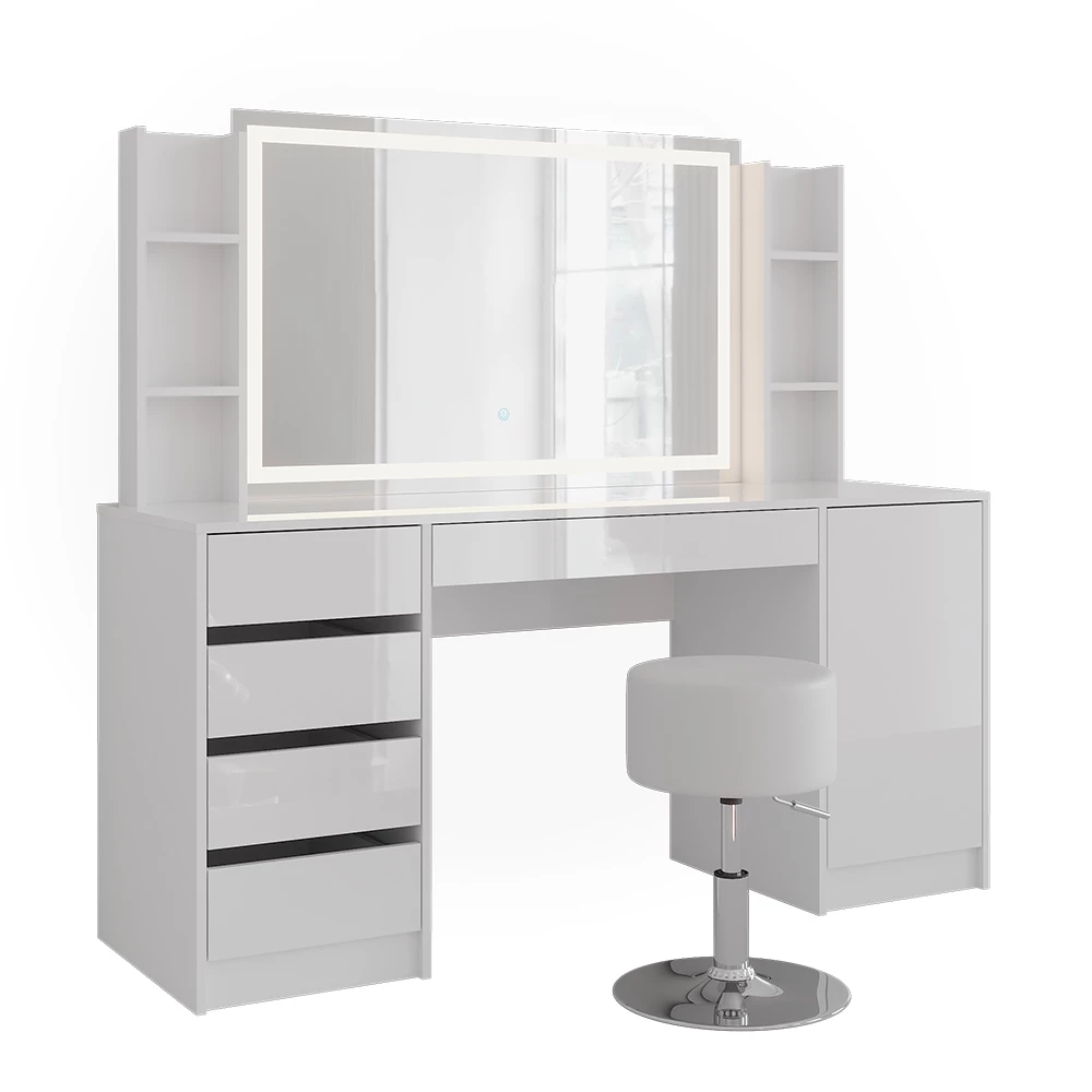 Vanity table in White/white high gloss on white background