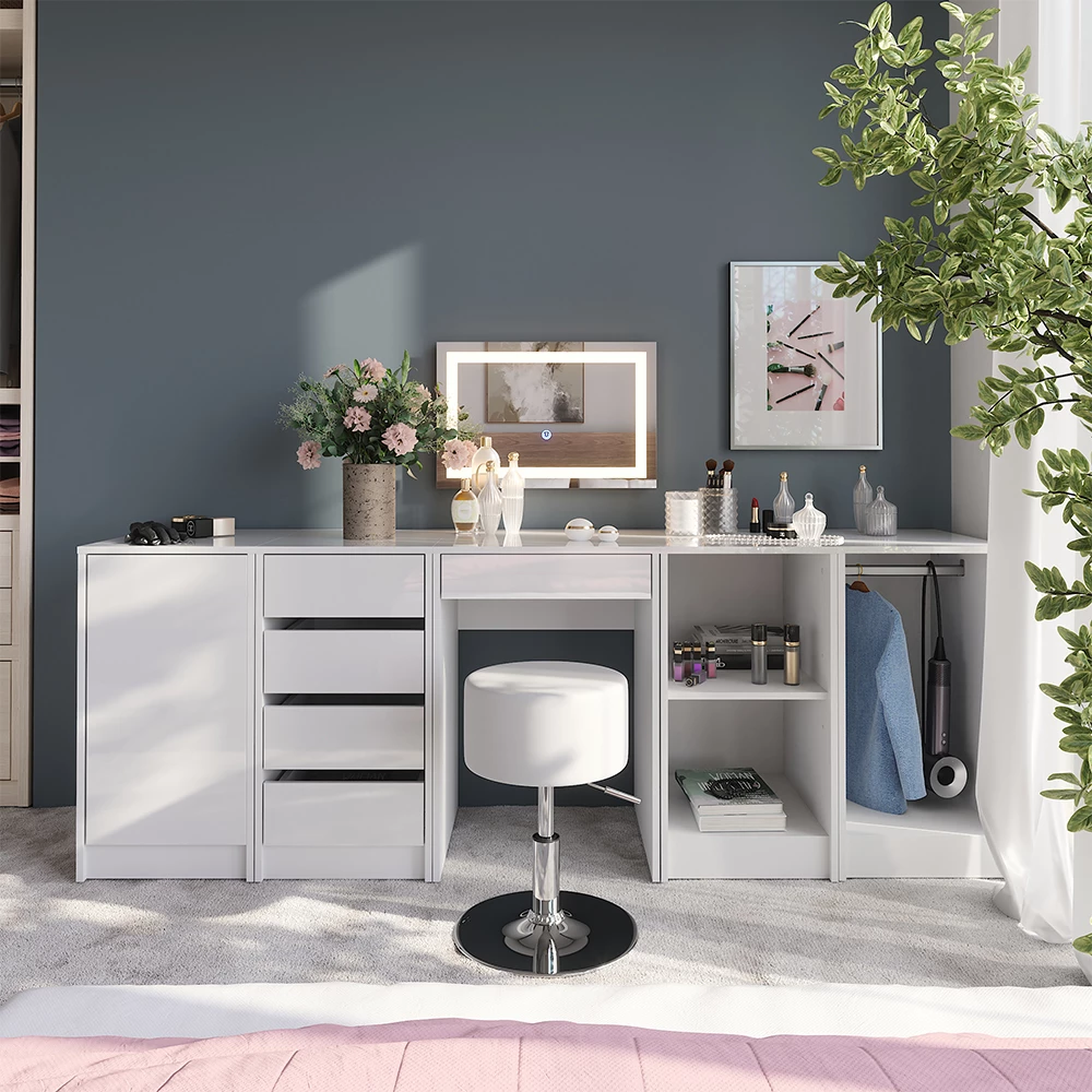 Schminktisch Sherry Weiß/Weiß Hochglanz 51.4 cm Vicco