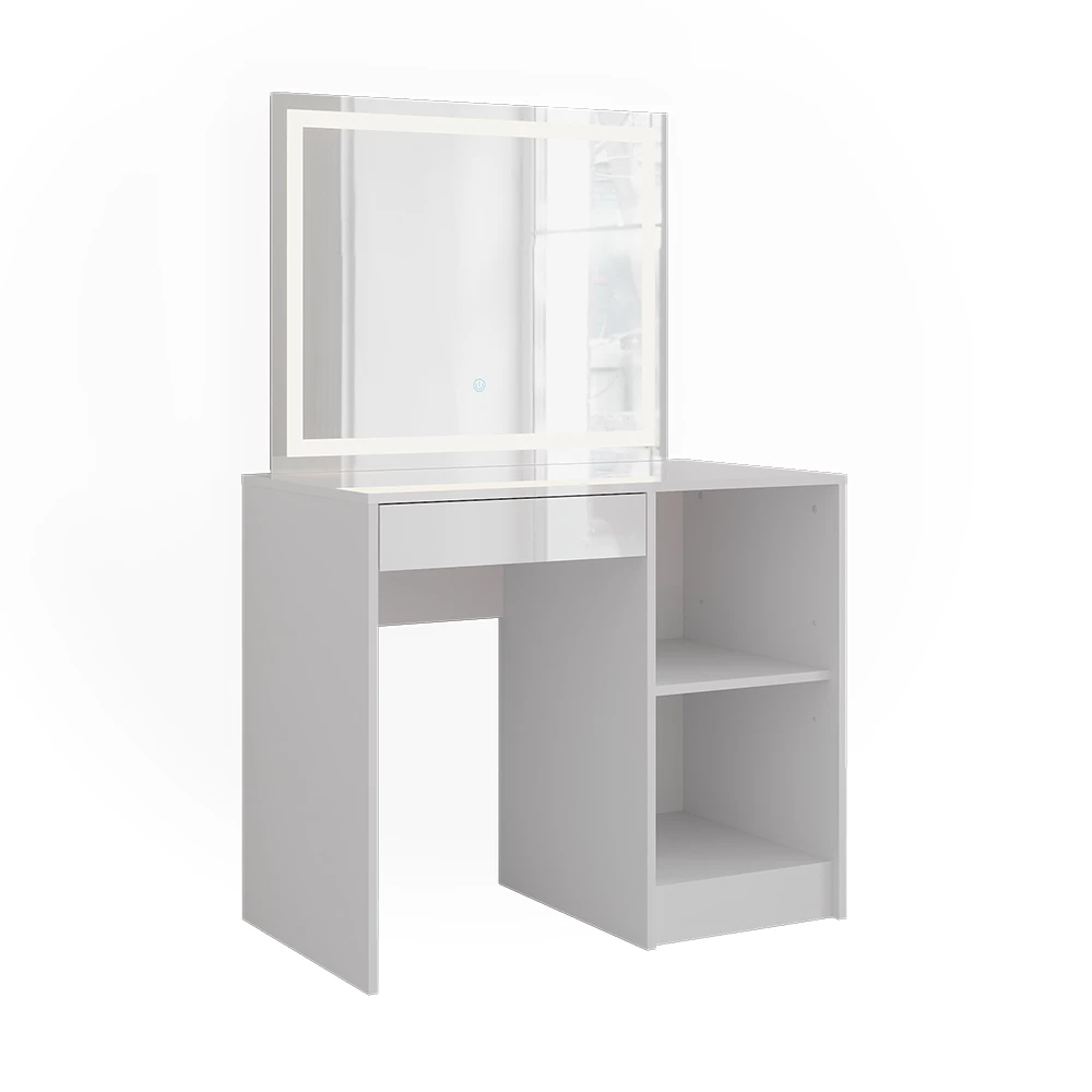 Vanity table in White/white high gloss on white background