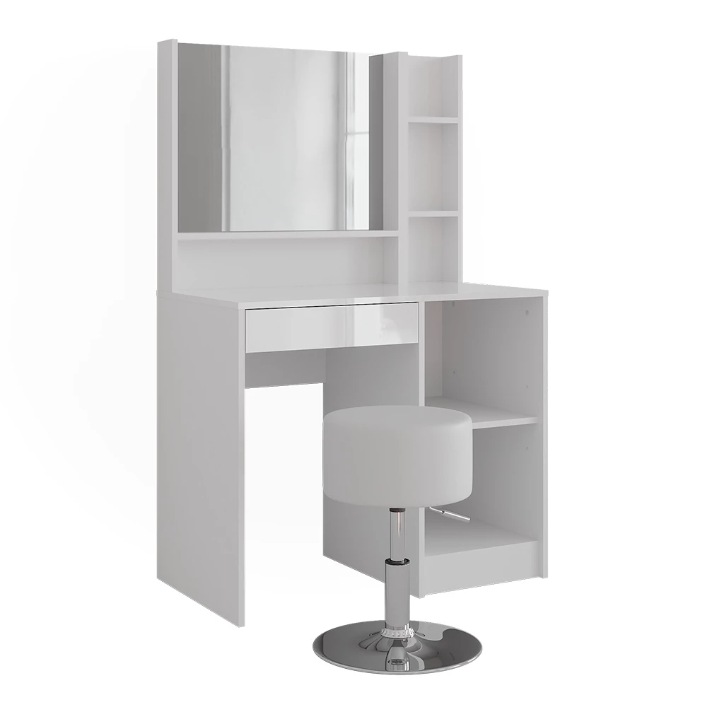 Tavolo da toeletta in Bianco/bianco lucido su sfondo bianco