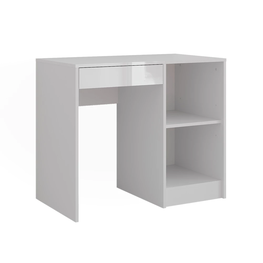 Schminktisch in Weiß/Weiß Hochglanz auf weißem Hintergrund