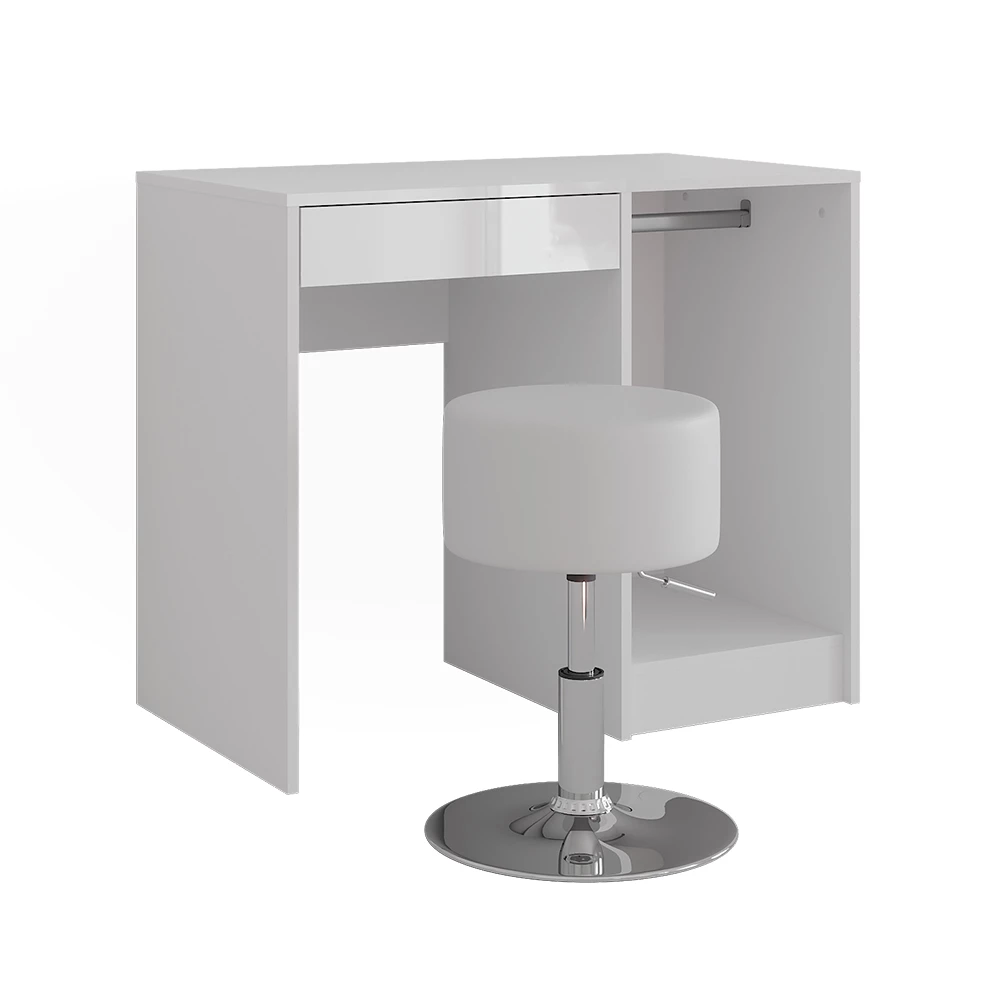 Tavolo da toeletta in Bianco/bianco lucido su sfondo bianco