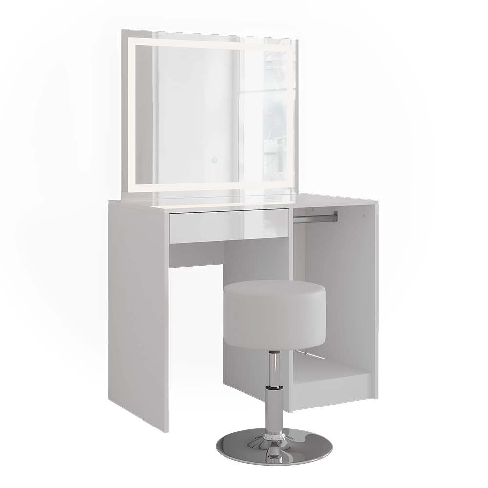 Stół do toalety w kolorze Biały/biały wysoki połysk na białym tle