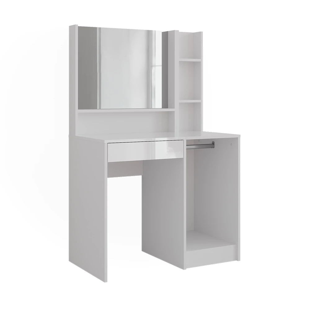 Coiffeuse en blanc/blanc brillant sur fond blanc