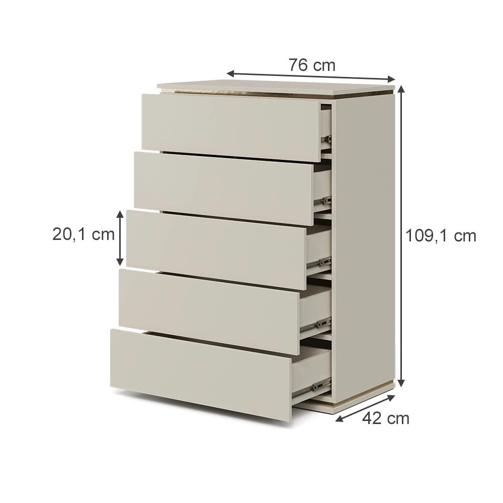 Kommode in Cashmere auf weißem Hintergrund