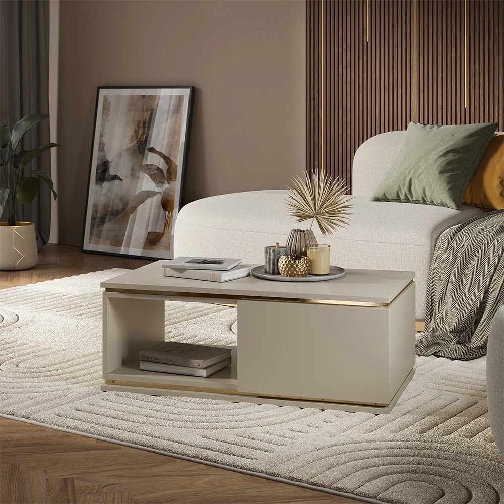 Couchtisch Linette Cashmere 90 x 50 cm mit Schublade Vicco