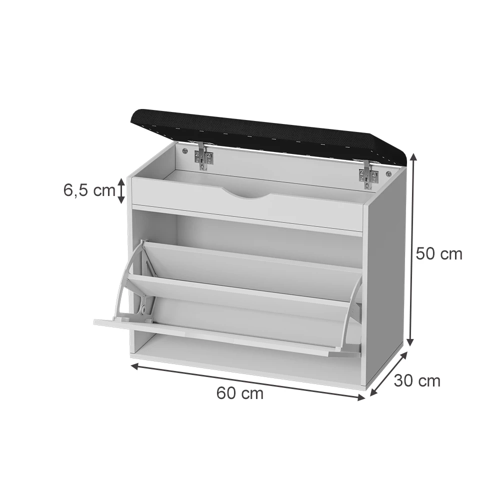 Skobænk i farven Hvid på hvid baggrund