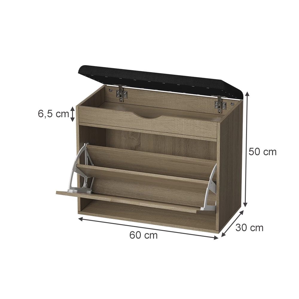 Skobænk i farven Sonoma på hvid baggrund