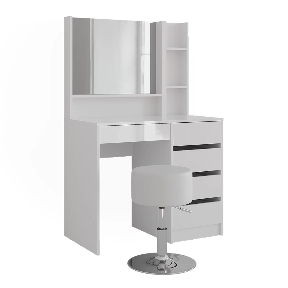 Tavolo da toeletta in Bianco/bianco lucido su sfondo bianco