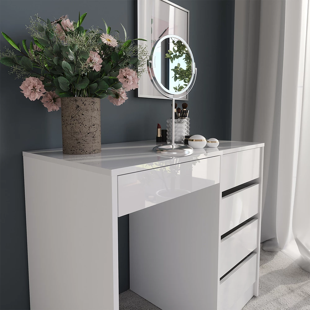 Zbliżenie Stół do toalety w kolorze Biały/biały wysoki połysk, pokazujące teksturę/detale