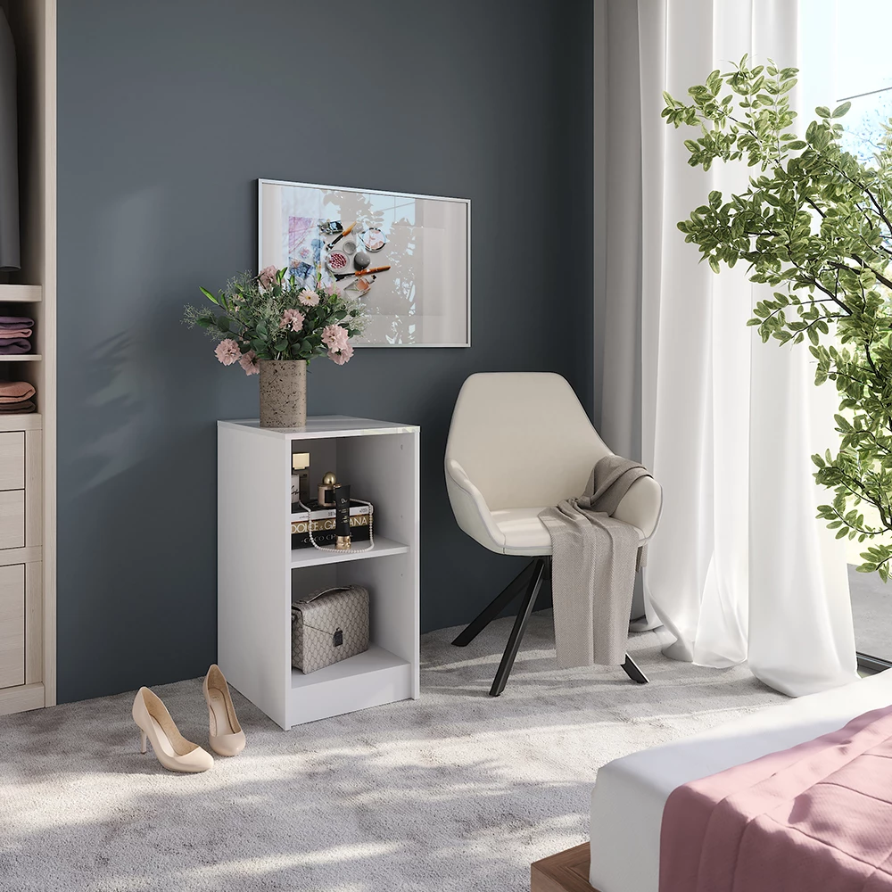 Close-up of Cassettiera in Bianco/bianco lucido, showing design and surface details