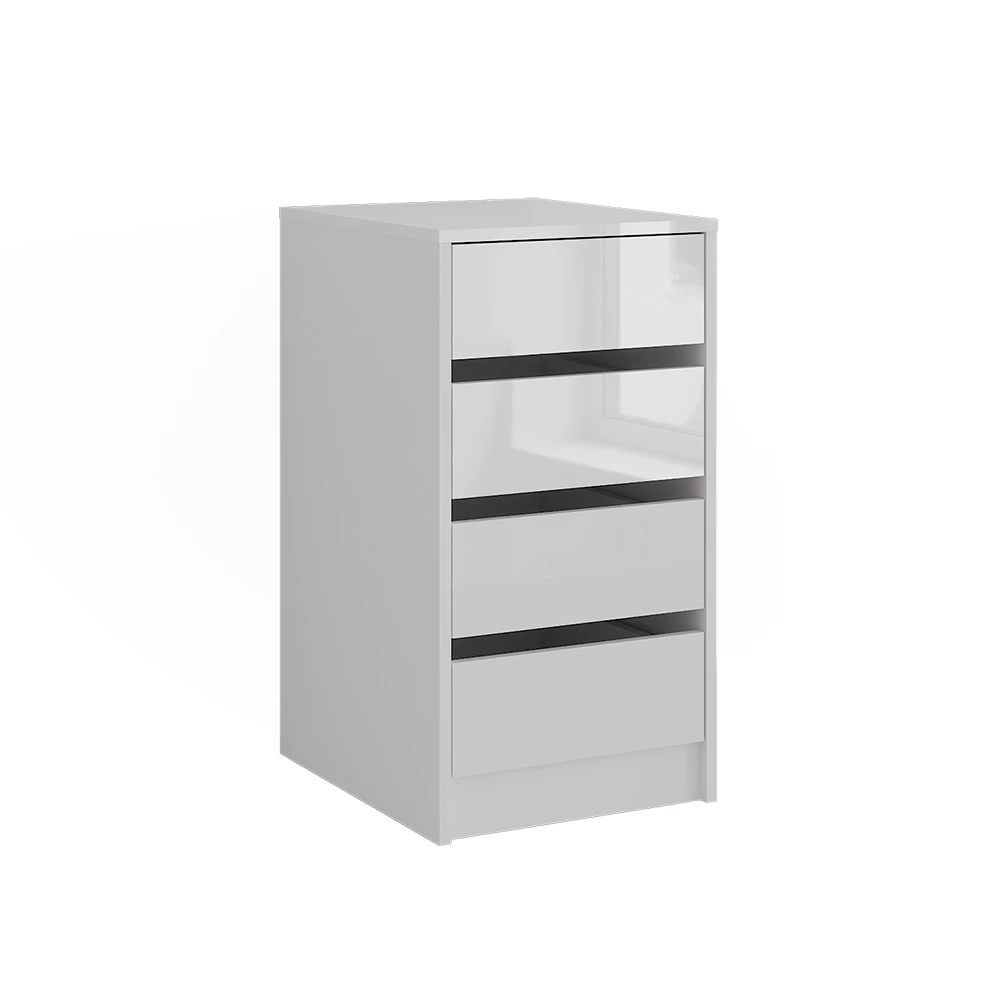 Kommode in Weiß/Weiß Hochglanz auf weißem Hintergrund