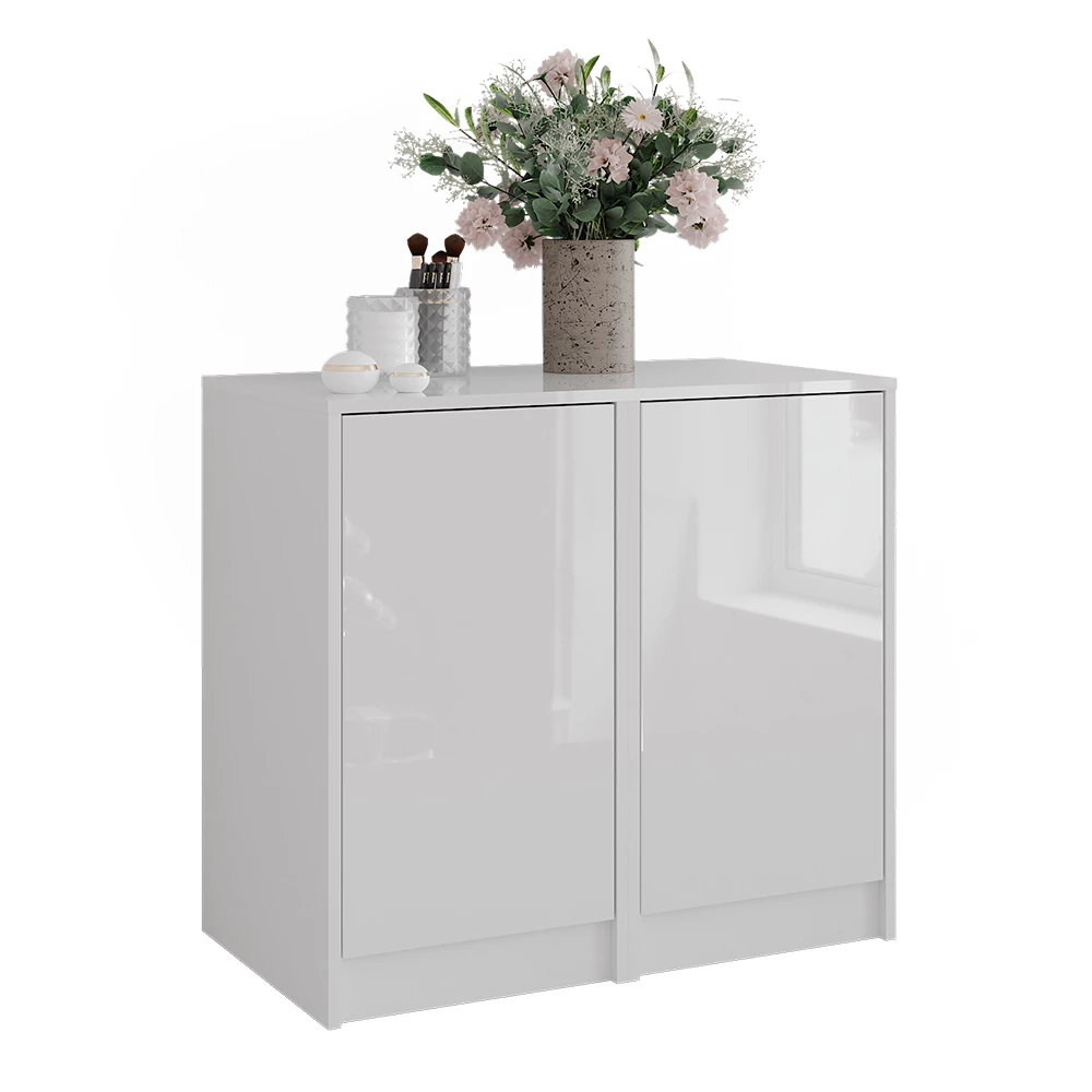Credenza in Bianco/bianco lucido on white background with decorative elements