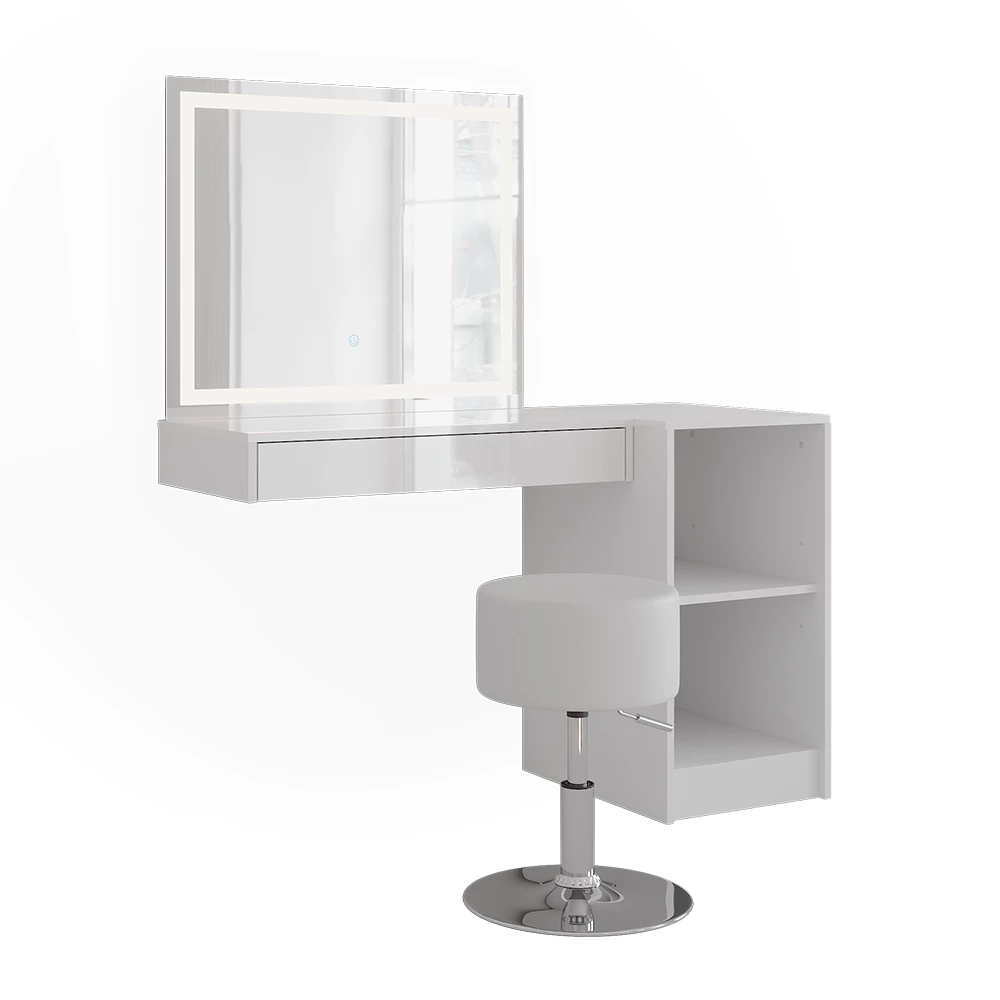 Stół do toalety w kolorze Biały/biały wysoki połysk na białym tle