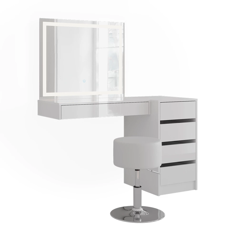 Tavolo da toeletta in Bianco/bianco lucido su sfondo bianco