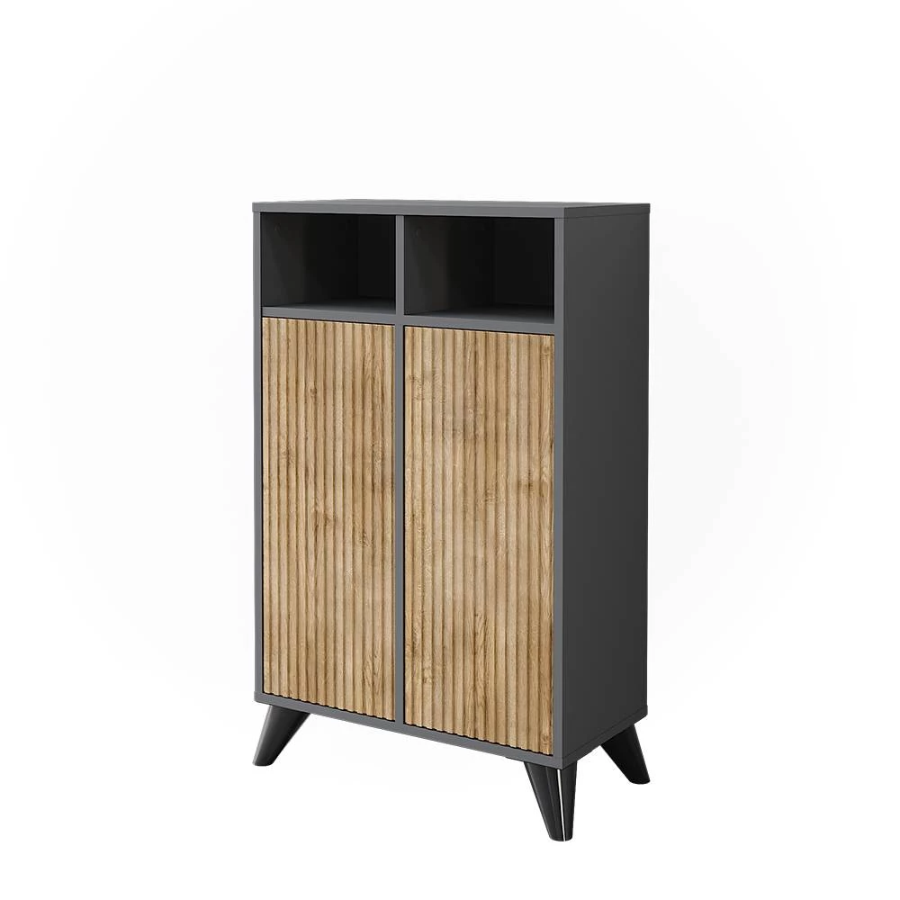 Midischrank in Anthrazit/Bergeiche auf weißem Hintergrund