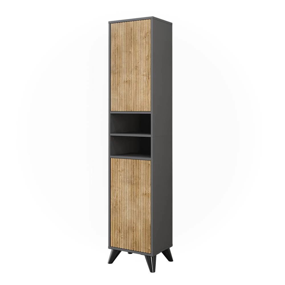 Armoire de salle de bain en Anthracite/Chêne de montagne sur fond blanc