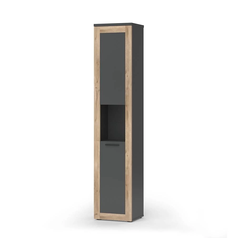 Hochschrank in Anthrazit auf weißem Hintergrund