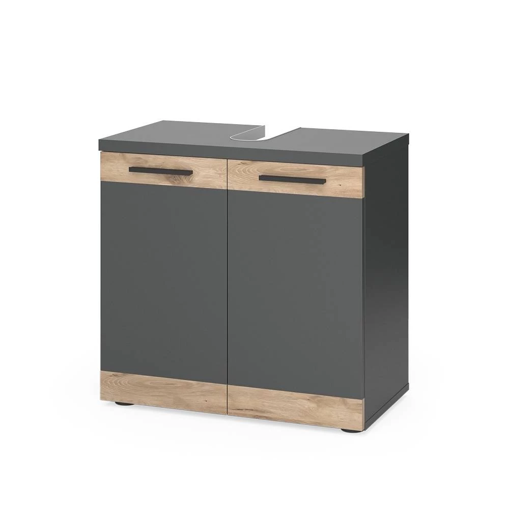 Waschbeckenunterschrank in Anthrazit auf weißem Hintergrund