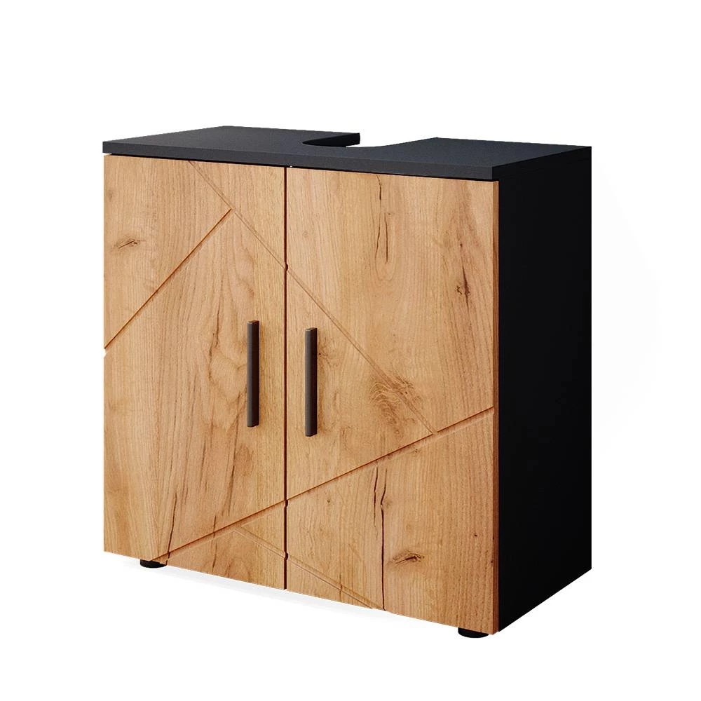 Mosdó alapszekrény Gold power tölgy/antracit színben fehér háttéren