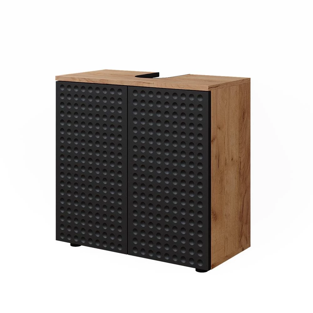 Meuble sous lavabo  en Anthracite à pois sur fond blanc