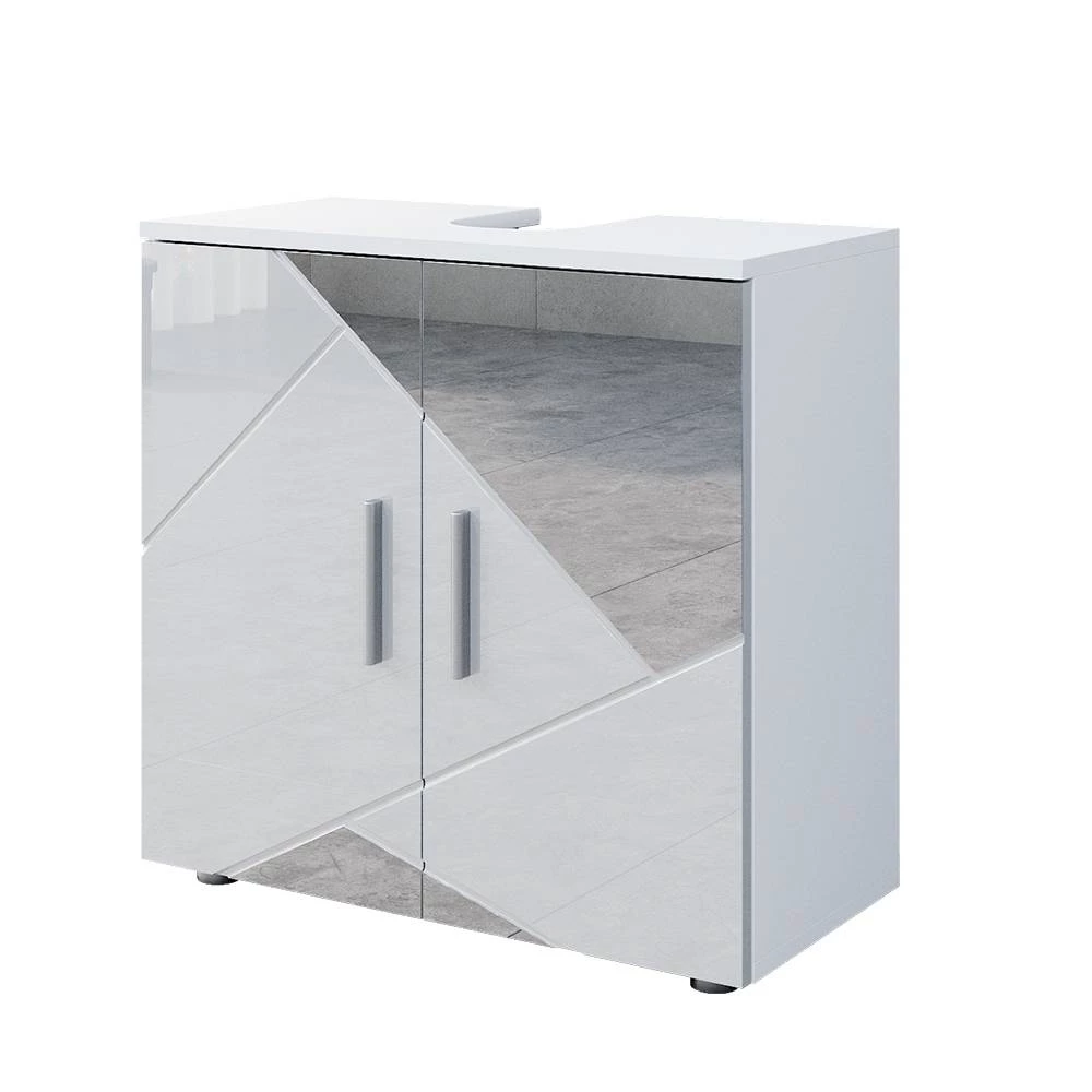 Ormarić Ispod Umivaonika u boji Sjajna Bijela s Umecima   na bijeloj pozadini