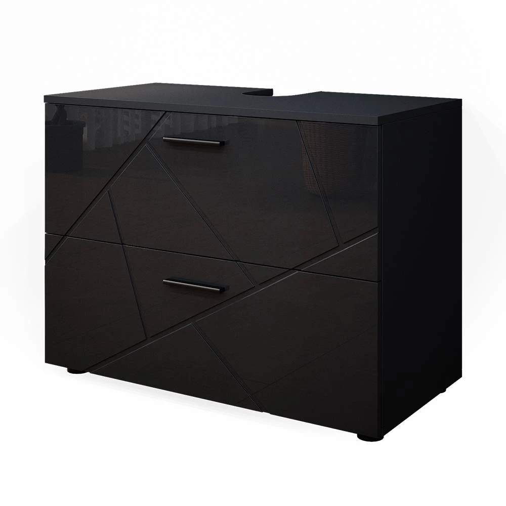 Osnovna omarica za umivalnik v Antracit z visokim sijajem na belem ozadju