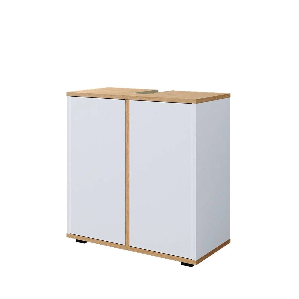 Mobile sottolavabo per bagno in Bianco/Artisan su sfondo bianco