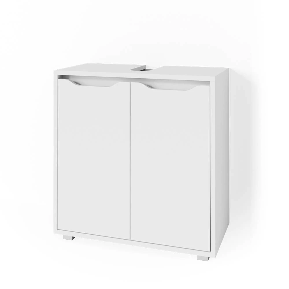 Meuble sous vasque simple en Blanc sur fond blanc