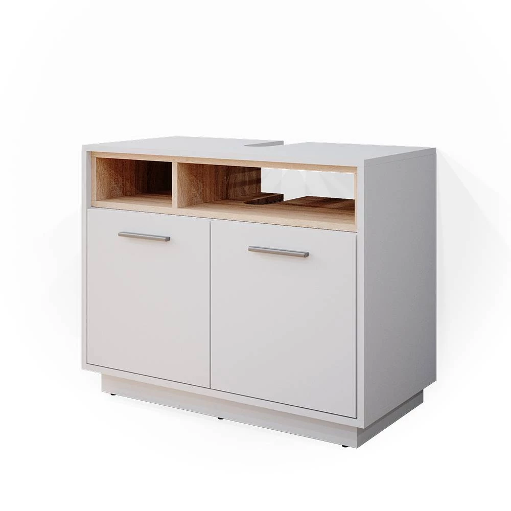 Wastafelonderkast in Wit op een witte achtergrond