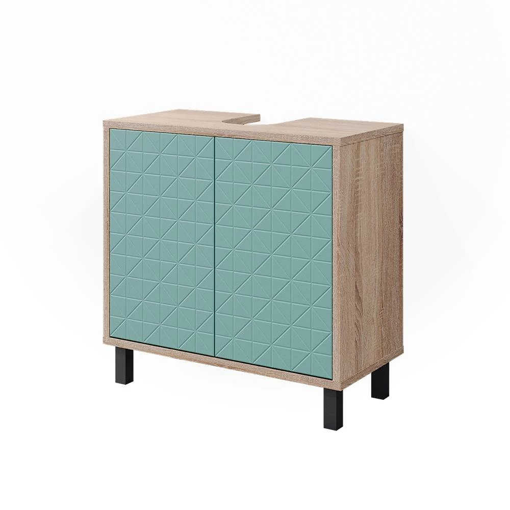 Wastafelonderkast in Mintgroen op een witte achtergrond