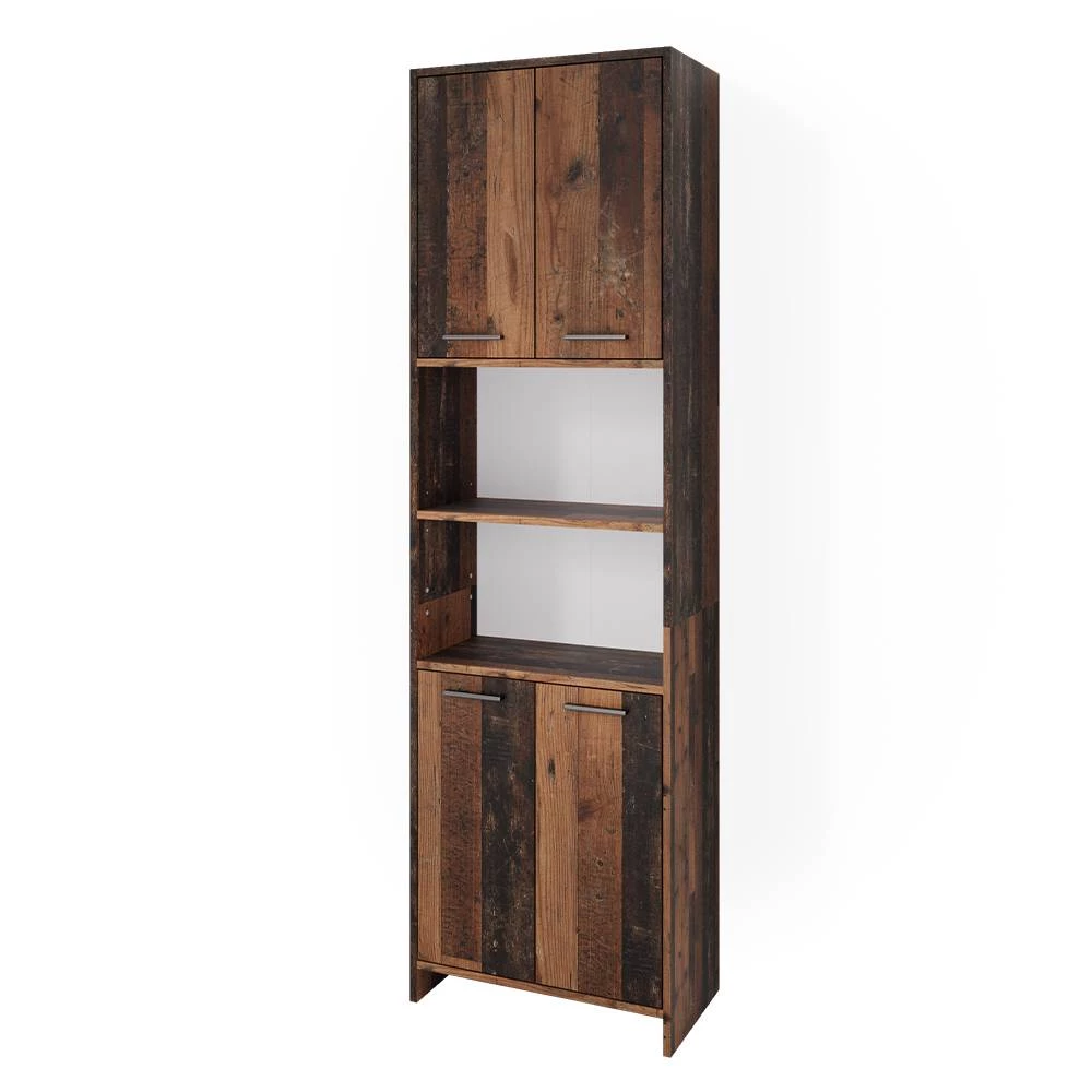 Badschrank in Eiche rustikal auf weißem Hintergrund