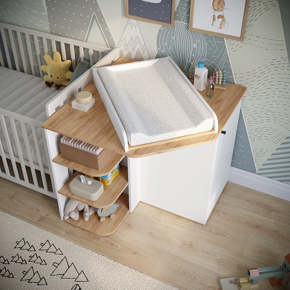 Fasciatoio Kristian Rovere bianco/dorato 85 x 77.3 cm con fasciatoio Vicco