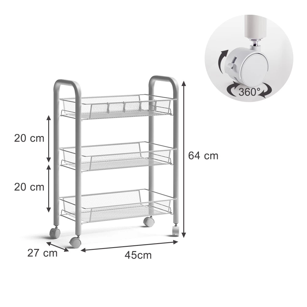 Conteneur à roulettes en Blanc sur fond blanc avec dimensions visibles